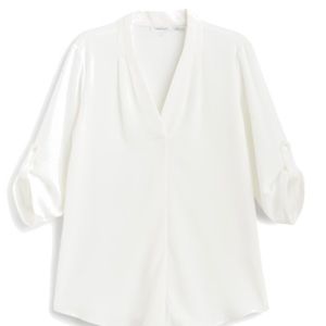 Calvin Klein v-neck roll sleeve blouse